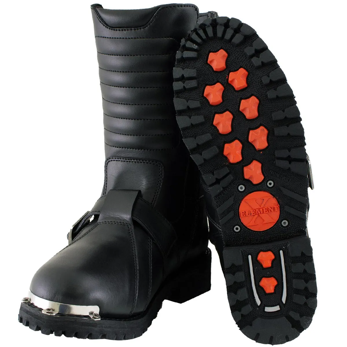 Xelement 1503 Men's Executioner Black Premium Leather Motorcycle Riders Boots