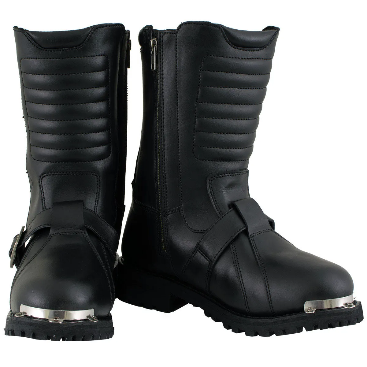 Xelement 1503 Men's Executioner Black Premium Leather Motorcycle Riders Boots