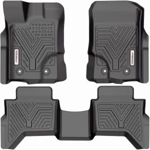 YITAMOTOR® 19-23 Ford Ranger Supercrew Cab Floor Mats, Custom Fit Black TPE Floor Liners 1st & 2nd Row All-Weather Protection