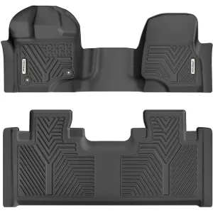 YITAMOTOR® 2015-2024 Ford F-150 Super Cab/Extended Cab Floor Mats with 1st Row Bench Seats & 2nd Row Floor Liner Set, All-Weather Protection