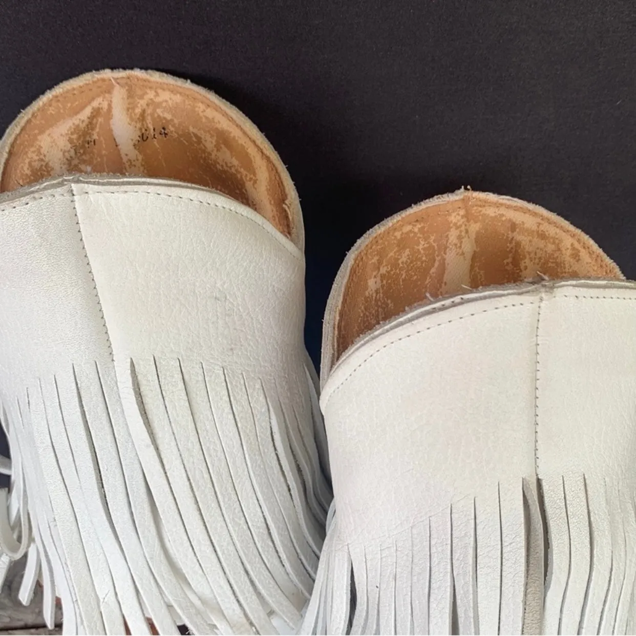 ZODIAC Vintage White Fringe Leather Cowgirl Cowboy Western Boots